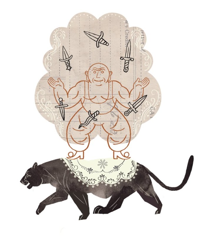 black panther, juggler, circus performer