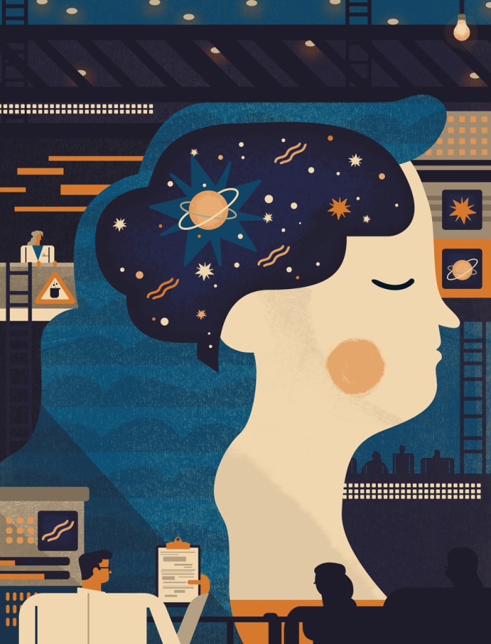 Geico-Now-Editorial-Illustration-Scientists-Study-Hanger-Ladders-Lab-Head-Owen-Davey_900